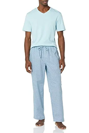 Amazon Pyjama avec Pantalon en Popeline de Coton et T-Shirt en Jersey de Coton Homme, , XL