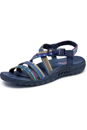 Skechers Femme Reggae-Sew Me-Boho Woven Strappy Slingback Sandale, Bleu Marine/Multicolore, 41 EU