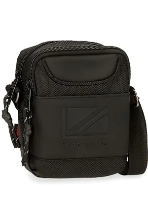 Pepe Jeans Bromley LDN Sac à bandoulière Deux Compartiments Noir 12 x 15 x 3,5 cm Polyester avec détails en Cuir synthétique