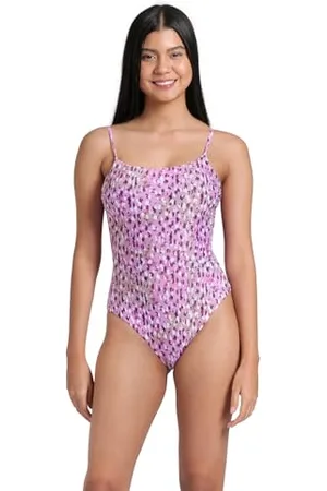 Arena Water Prints Maillot de Bain Femme pour la Plage et la Piscine en Tissu Élastique Recyclé à Séchage Rapide, Doublé avec Bonnets Amovibles