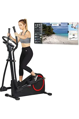 CARE Vélo Elliptique Motorisé CE-685-24 Niveaux de Difficulté - 24 Programmes - Compteur Écran LCD - Port USB - Porte Tablette - Compatible Application Kinomap