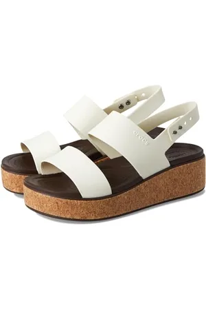 Crocs Femme Brooklyn Cork Low Wedge Sandales, Chalk, 33/34 EU
