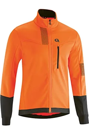 Maier Sports Gonso Valaff, Veste de vélo pour homme, Veste softshell déperlante, Coupe-vent, G-Shell pour une isolation thermique optimale, Coupe ajustée, Sans PFC, Orange, M