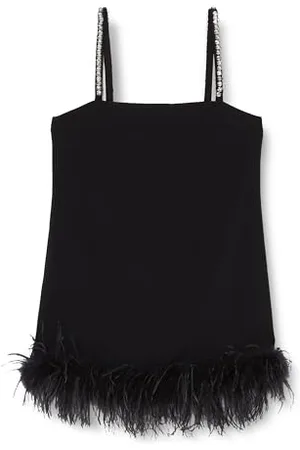Pinko Trebbiano Robe en crêpe Stretch avec Plumes Bal, , 38 Femme