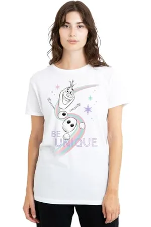 Disney Mandarin creative ltd Frozen Be Unique Rainbow with Olaf Ladies T Shirt, White, , M Femme