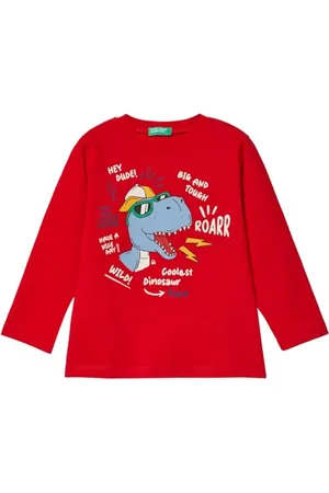 Benetton T-Shirt M/L 3096G10H0, T-Shirt Manches Courtes Garçon, Rosso