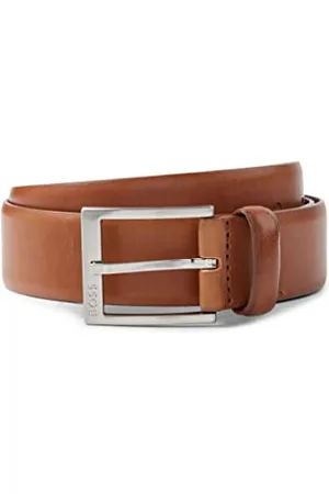 HUGO BOSS Hommes Erron Sz35 Ceinture en cuir italien avec boucle argentée