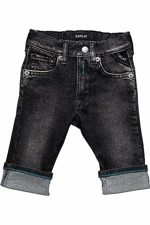 Replay Jean bébé garçon avec Ceinture à Revers, Noir 098 (Noir), 6 Mois
