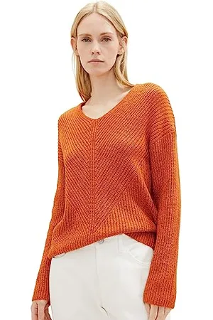 TOM TAILOR 1039242 Sweater, 32403-Or Flamme Orange mélangé, XXL Femme