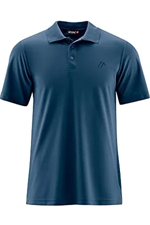 Maier Sports Ulrich, Polo Homme Polo piqué léger Fonctionnel pour la randonnée et Les Loisirs, Technologie dryprotec, Respirant, Puce NFC pour Un Recyclage Facile, Bleu, L