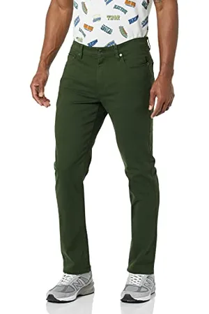 Amazon Pantalon en Sergé Stretch 5 Poches Coupe Ajustée Homme, , 36W / 34L