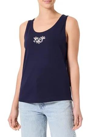 Armor.lux Débardeur sérigraphié Fleurs à col Rond en Coton léger Femme Caraco