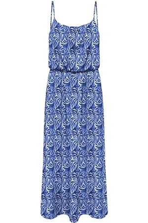 ONLY Onlnova Life Vis Strap Maxi Dress AOP Robe Bretelles, Bleu Palace, 38 Femmes