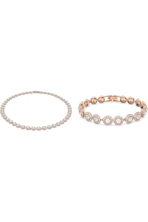 Swarovski Una Angelic Collier & Bracelet, Taille ronde, Plaqué or rose