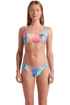 Arena Water Prints Bikini Femme à Bralette, Maillot de Bain pour la Plage et la Piscine en Tissu Élastique Recyclé à Séchage Rapide, avec Bonnets Amovibles et Top à Lacet