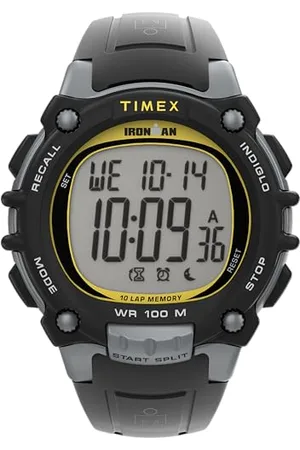 Timex Ironman Essential Montre pour Homme 44 mm - Bracelet en polyuréthane Noir, Cadran numérique, boîtier Gris, TW5M64600