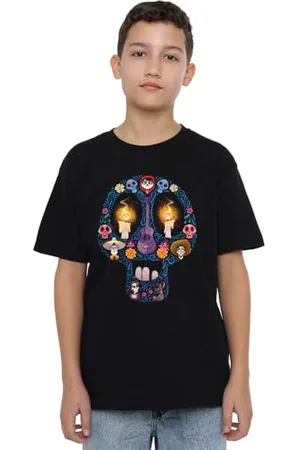 Disney Mandarin creative ltd Coco Day of The Dead Skull with Miguel, Ernesto, Hector Unisex Kids T Shirt, , 9-10 Ans Garçon