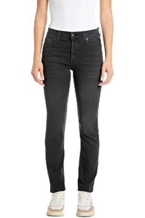 Replay Damen Jeans Maijke Straight-Fit, Schwarz (Noir 098), 26W / 28L
