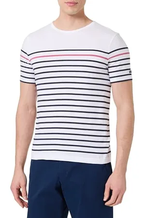 Armor.lux Marinière Manches Courtes col Rond en Coton léger Homme T-Shirt, , Large