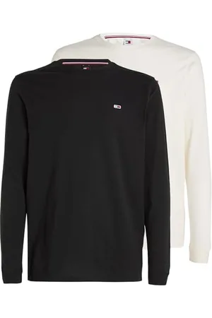 Tommy Hilfiger T-Shirt Manches Longues Lot de 2 Homme Slim Fit sans Capuche, Multicolore (Black/Ancient White), 3XL