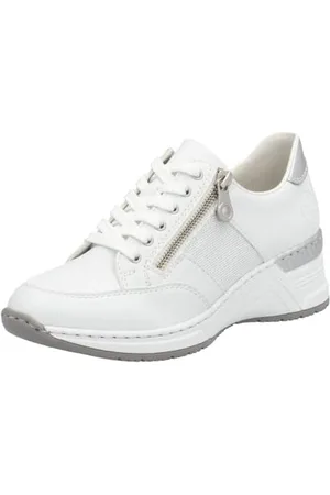 Rieker Femme Frühjahr/Sommer N4322 Sneakers Basses, Blanc (Weiss/Weiss-Silber/Argento/ 80 80), 36 EU