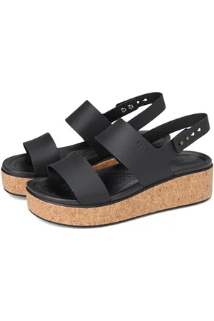 Crocs Femme Brooklyn Cork Low Wedge Sandales, Black/Black, 42/43 EU