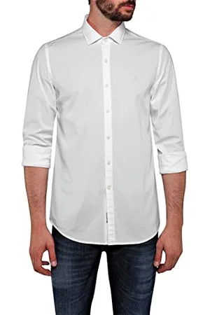 Replay Chemise à manches longues avec stretch pour homme, blanc optique 001 (blanc), M