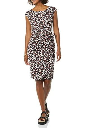 Amazon Robe Effet Portefeuille, col Bateau et Mancherons Femme, , XL
