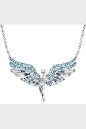 Engelsrufer ERN-FLYANGEL-ZIBL Collier pour femme en argent sterling avec ange en argent et zircons bleus Fermoir mousqueton Sans nickel Taille 40 + 4 cm, 50 cm, Argent sterling, Zircone cubique