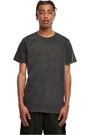 Build Your Brand Acid Washed Round Neck Tee T-Shirt, Black, 3XL Homme