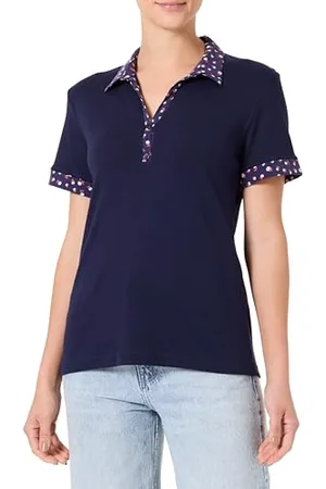 Armor.lux Polo à Manches Courtes col Chemise Motifs Floraux en Coton Femme, , XL