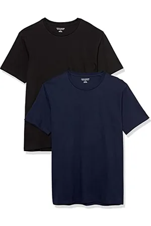 Amazon T-shirt slim à manches courtes et col en V Homme, Lot de 2, , M