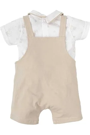BABIDU Conjunto Para Bebé Con Camiseta de Manga Corta Y Peto Beige Ensemble, , 6 Mois Mixte bébé