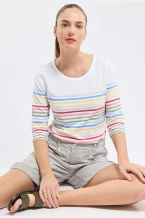 Armor.lux Marinière légère 10 Couleurs à Manches 3/4 et col Bateau Femme Sweater