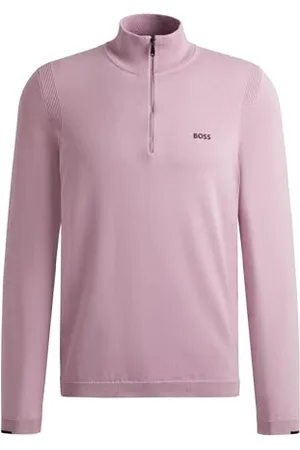 HUGO BOSS Hommes Ever-X QZ Pull en Coton mélangé à Encolure zippée et Logo imprimé