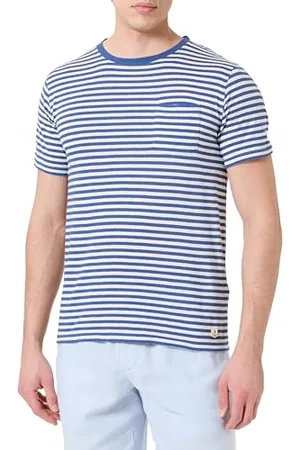 Armor.lux T- Shirt à Manches Courtes rayé en Coton et Lin col Rond Homme