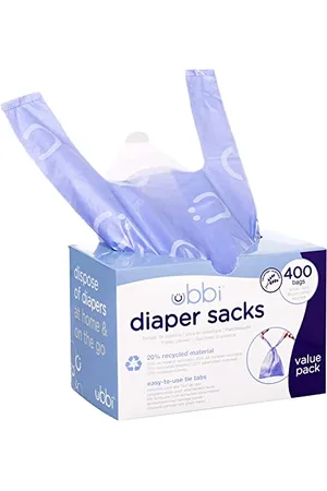 Ubbi Disposable Nappy Sacks, Lavender Scented, Easy-To-Tie Tabs, Baby Diaper Disposal or Pet Waste Bags, Value Pack, 400 Count