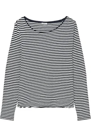 Marc O’ Polo Marc OߴPolo Denim Femmes t-Shirt Long en Coton Biologique rayé, (Dark Blue Multi 02), XL
