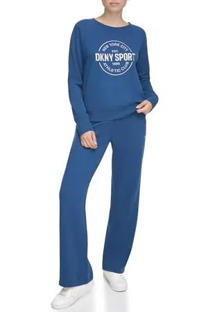 DKNY Lurex Athletic Medallion Pull avec Logo Maillot de survêtement, , S Femme