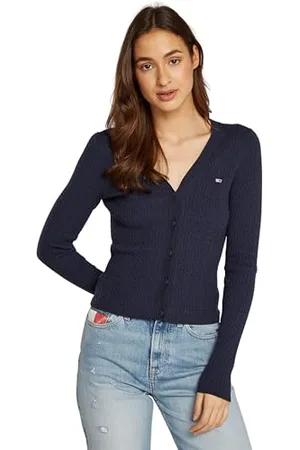 Tommy Hilfiger Cardigan Femme Cable Essential avec Patte de Boutonnage, , L