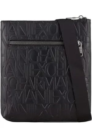 Armani Exchange Allover Logo Crossbody, Bandoulière Plate pour des Hommes, Black, Taille Unique