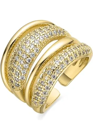 Luxenter Bague avec zircon brillant finition or 18 carats - Merima, Métal, Zircone cubique