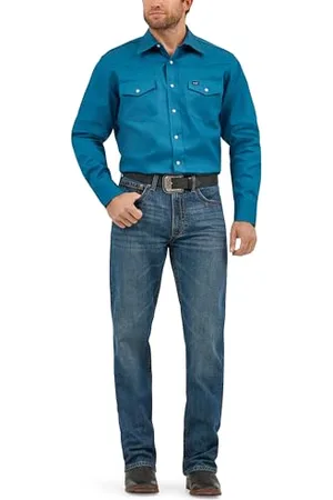 Wrangler Chemise à Manches Longues Coupe Cowboy pour Homme, Bleu délavé, , XL