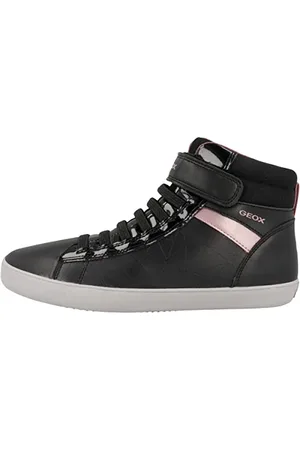 Geox Fille J Gisli Girl A Sneakers, Black/Dk Rose, 24 EU