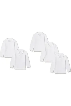 Amazon Polos en Piqué à Manches Longues Garçon, Lot de 5, , 11-12 Ans