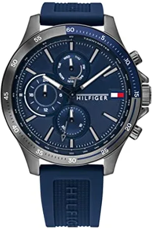 Tommy Hilfiger Montre Analogique Multifunction à Quartz pour Homme avec Bracelet en Silicone Bleu Marin - 1791721