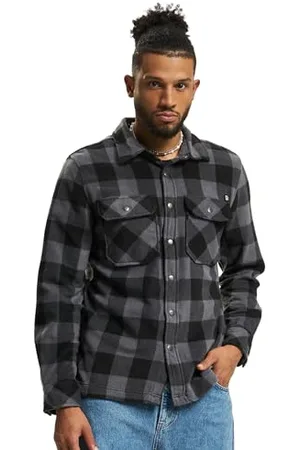 Brandit Jeff Fleece Shirt Long Sleeve, color: black/grey, size: L