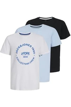 JACK & JONES Tee SS Crew Neck 3pk Jjsimon MP JNR Lot de 3 t-Shirts à col Rond, Chambray Blue, 14 Ans Hommes
