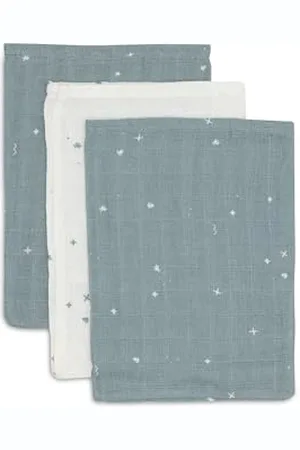 Jollein Lot de 3 gants de toilette pour bébé - Twinkling, vert mer - 15 x 20 cm - 100% coton - Gants de toilette pour bébé - Certifié Oeko-Tex