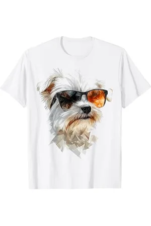 DogtastiQ Lunettes de soleil maltais pour animal de compagnie T-Shirt